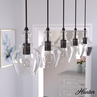 Hunter Maple Park 5 Light Linear Cluster Ceiling Light - Kitchen Island, Dining room, Modern Farmhouse, Contemporary - 42"