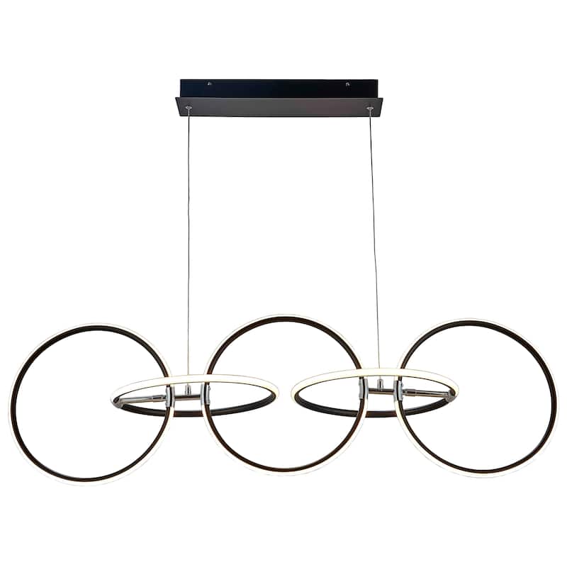 5 Light LED Array Pendant in Black Finish, Chained Ring Design - Black Finish
