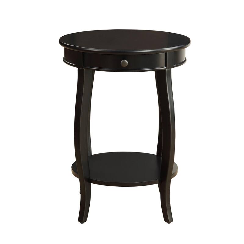 Round Top Accent Table with 1 Drawer and Open Storage,