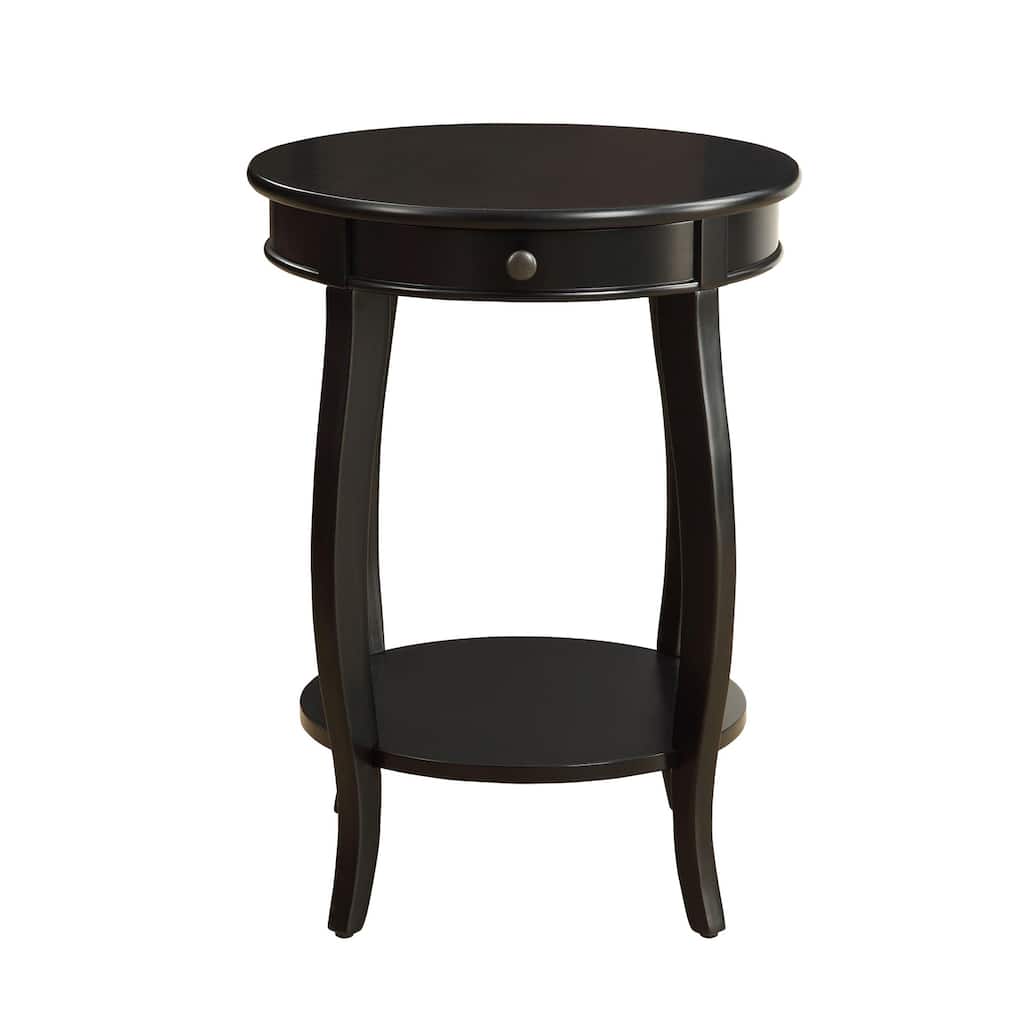 Round Top Accent Table with 1 Drawer and Open Storage,