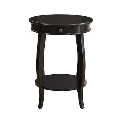 Round Top Accent Table with 1 Drawer and Open Storage