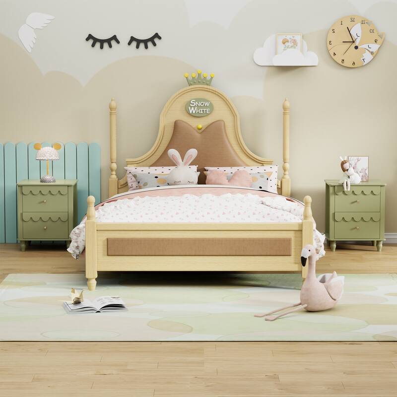 2 Drawers Nightstand Curved Design Cloud Bedside Table