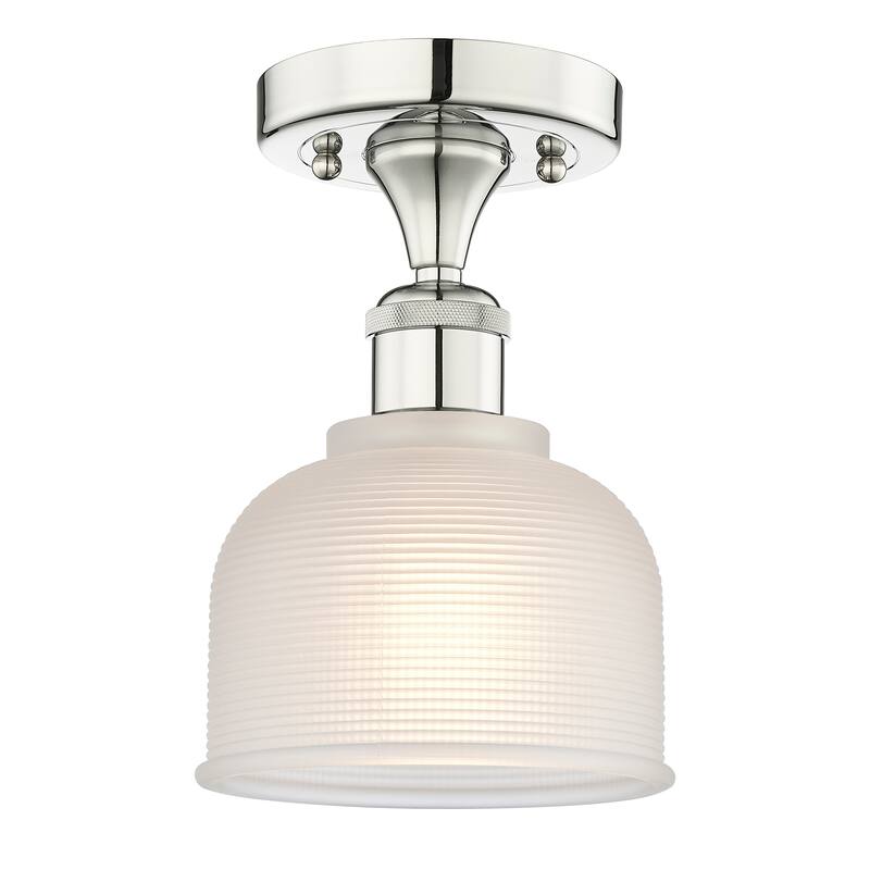 Innovations Lighting Edison Dayton - 1 Light 6" Semi-Flush Mount - Polished Nickel/White
