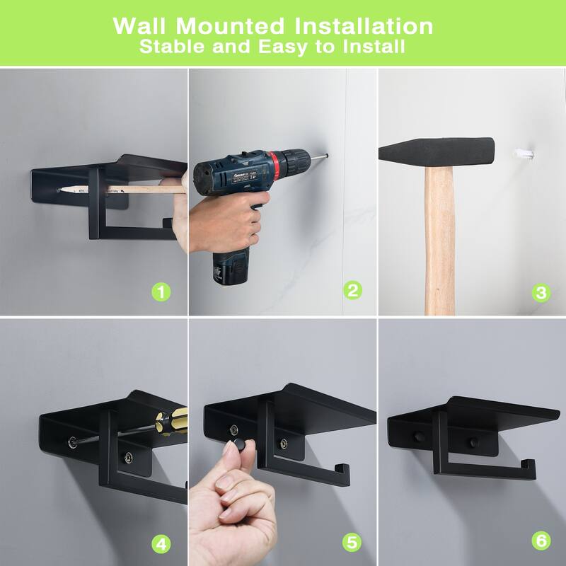 Bath Wall-Mount Single Post Toilet Paper Holder with Shelf