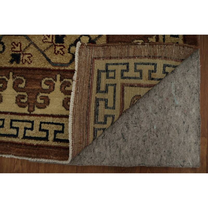 Hand Knotted Oriental 100% Wool Carpet Transitional Floral Brown Khotan Area Rug - 8' 11'' X 5' 6''
