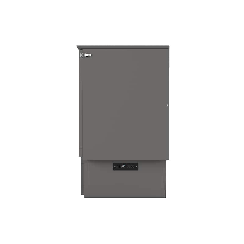 Queen Murphy Bed Chest Solid Wood - Grey Storage Bed with Mattress & USB Ports - Space Saving Furniture