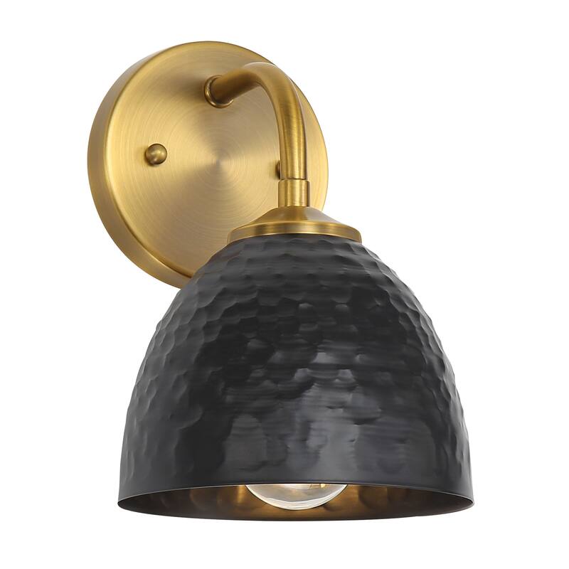 Golden Lighting Shepard 1-light Wall Sconce in Modern Brass and Russet Clay shade