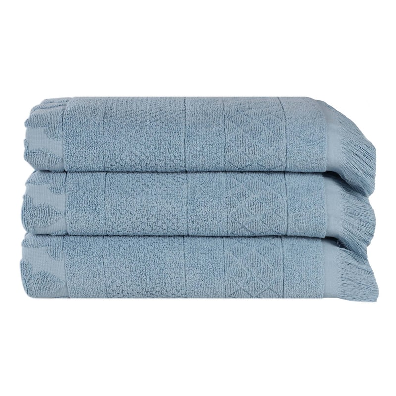 Superior Rolla Cotton Geometric Jacquard Plush Soft Bath Towel Set of 3