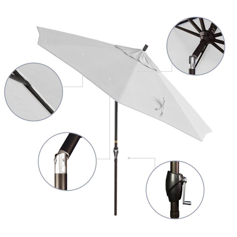 Pompano 9ft Crank Lift Push Button Tilt Round Patio Umbrella by Havenside Home, Base Not Included