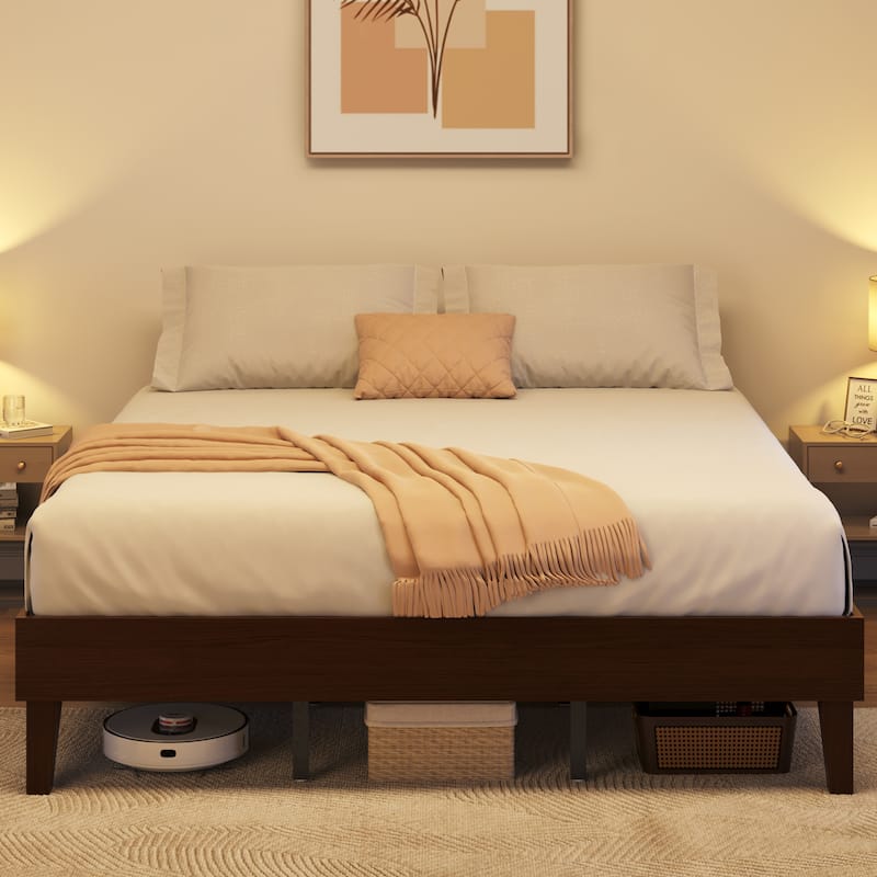 Yaheetech Wood Bed Frame Wooden Platform Bed Frame with Wood Slat Support