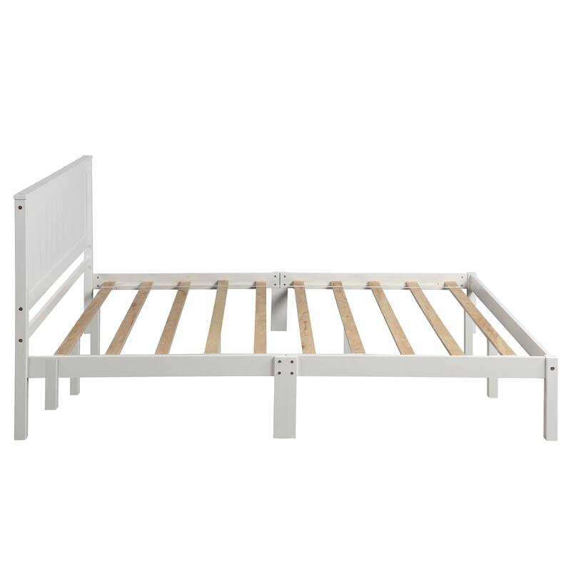 Classic Platform Bed Wood Bed with Headboard, Solid Wood Platform Bed Frame with Strong Slats Support/No Box Spring Needed