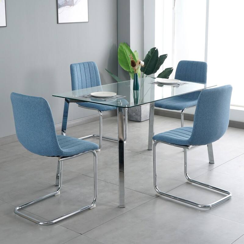 Modern/Simple Dining Chairs with Sliver Metal Base Set of 4