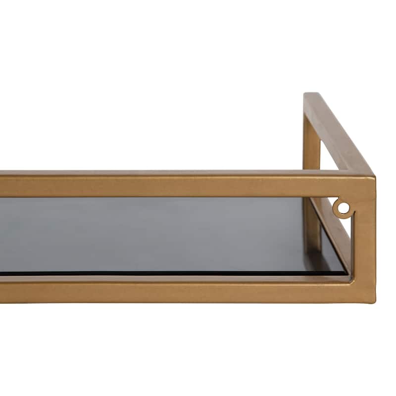 Kate and Laurel Blex Metal and Glass Wall Shelf