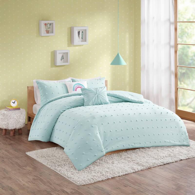 Ensley Cotton Jacquard Pom Pom Comforter Set by Intelligent Design Kids