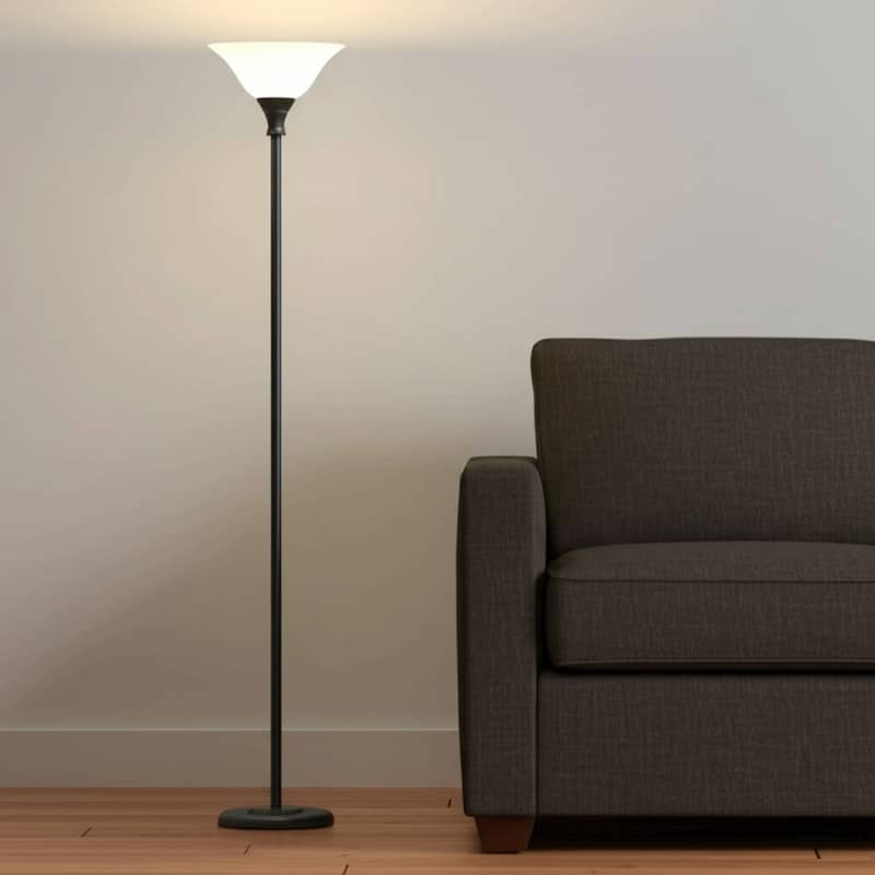 71-Inch Torchiere Floor Lamp with Frosted Glass Shade and Dimmable Light - 13.25” x 13.25” x 71”