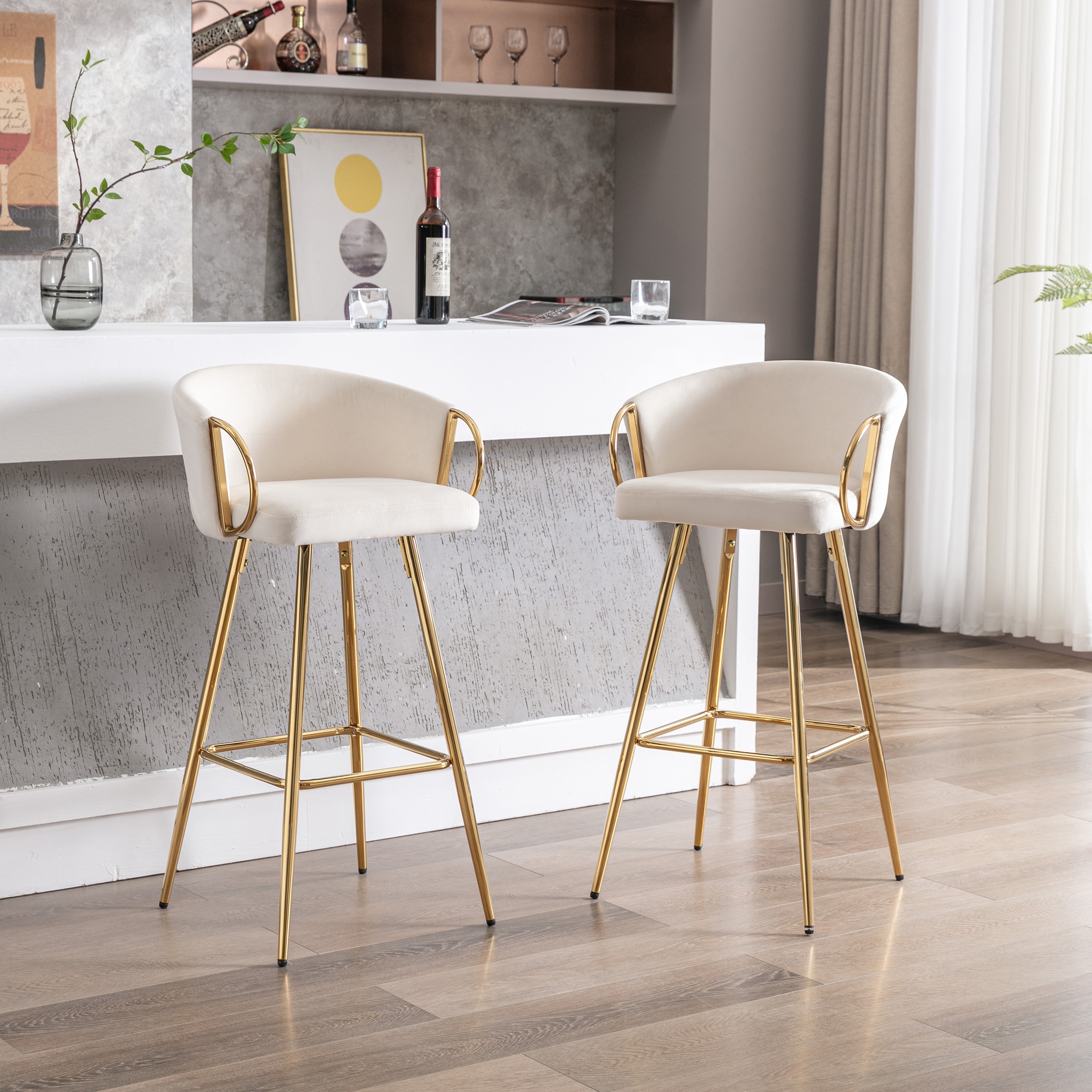 Best Choice Products Set of 2 Counter-Height Bar Stools, Armless W/ Upholstered Seat Cushion & Backrest - Walnut/Cream Best Choice Products Set of 2 Counter-Height Bar Stools, Armless W/ Upholstered Seat Cushion & Backrest - Walnut/Cream