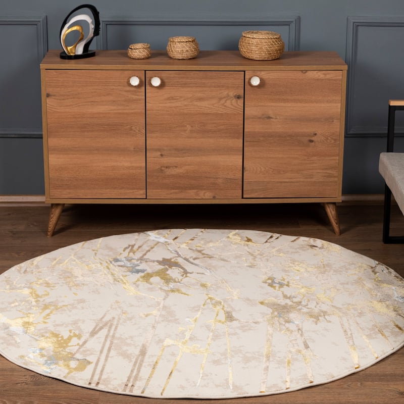 London Collection Cream/ Brown Abstract Area Rug