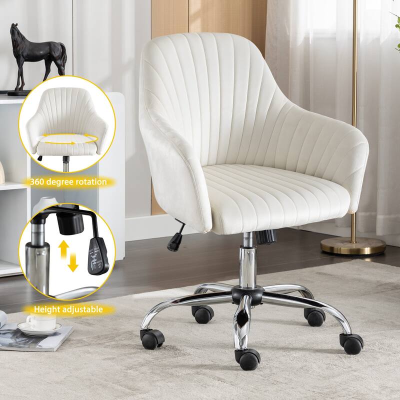 Modern Style Adjustable Office Chair Swivel Office Chair - Beige
