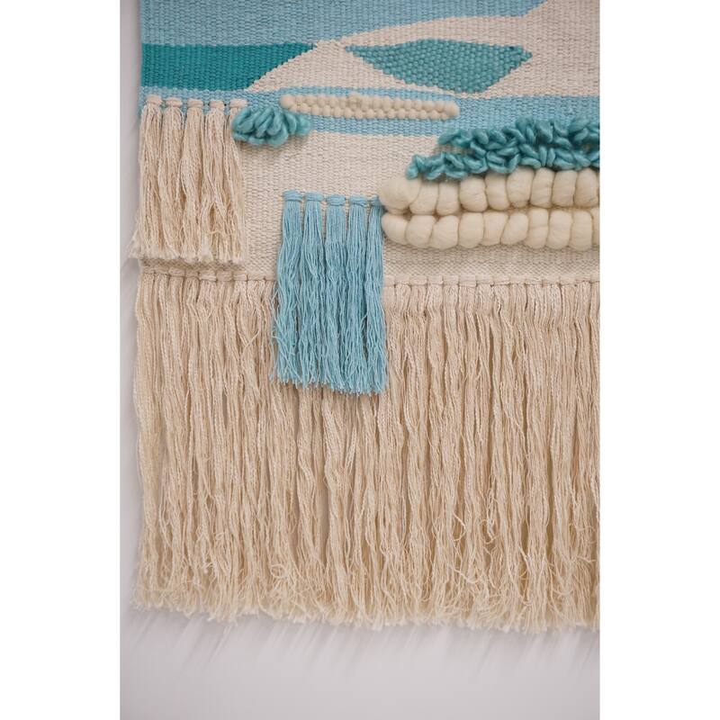 Home&Manor Wool and Cotton Large Macrame Wall Hanging with Rod Included - Exact Size