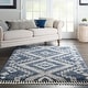 preview thumbnail 1 of 55, Nourison Scandinavian Shag Contemporary Tribal Area Rug 5' 3" x 7' 9" - Denim Blue