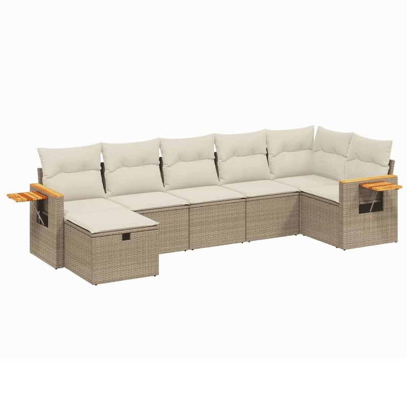 vidaXL Patio Sofa Set with Cushions Outdoor Conversation Furniture Poly Rattan