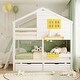 preview thumbnail 9 of 12, Twin over Twin Size Bunk Bed with 2 Drawers, 1 Small Box and Open Shelf, Solid Wood Bed with House Frame and Wood Slats