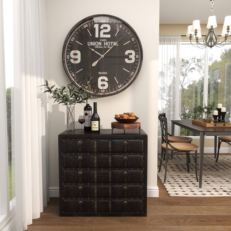 Brown Wood Living Room Decor Tray with Black Metal Legs