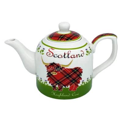 Bone China Highland Cow Designed Teapot - Multi