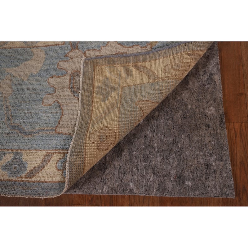 Floral Vegetable Dye Oushak Turkish Area Rug Hand-Knotted Wool Carpet - 9'1" x 11'8"