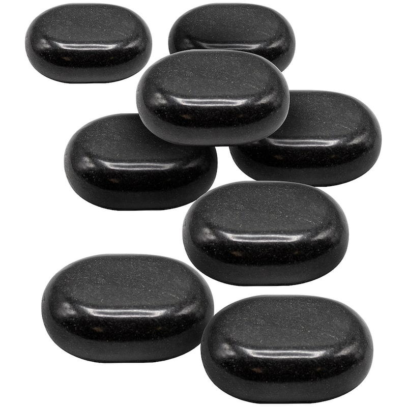 Sivan Health and Fitness 8-Piece Large Black Basalt Hot Stone Set, Great for Spas, Massage Therapy, Relaxation, and More