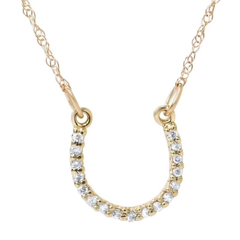 1/10ct Petite Yellow Gold Diamond Horseshoe Pendant