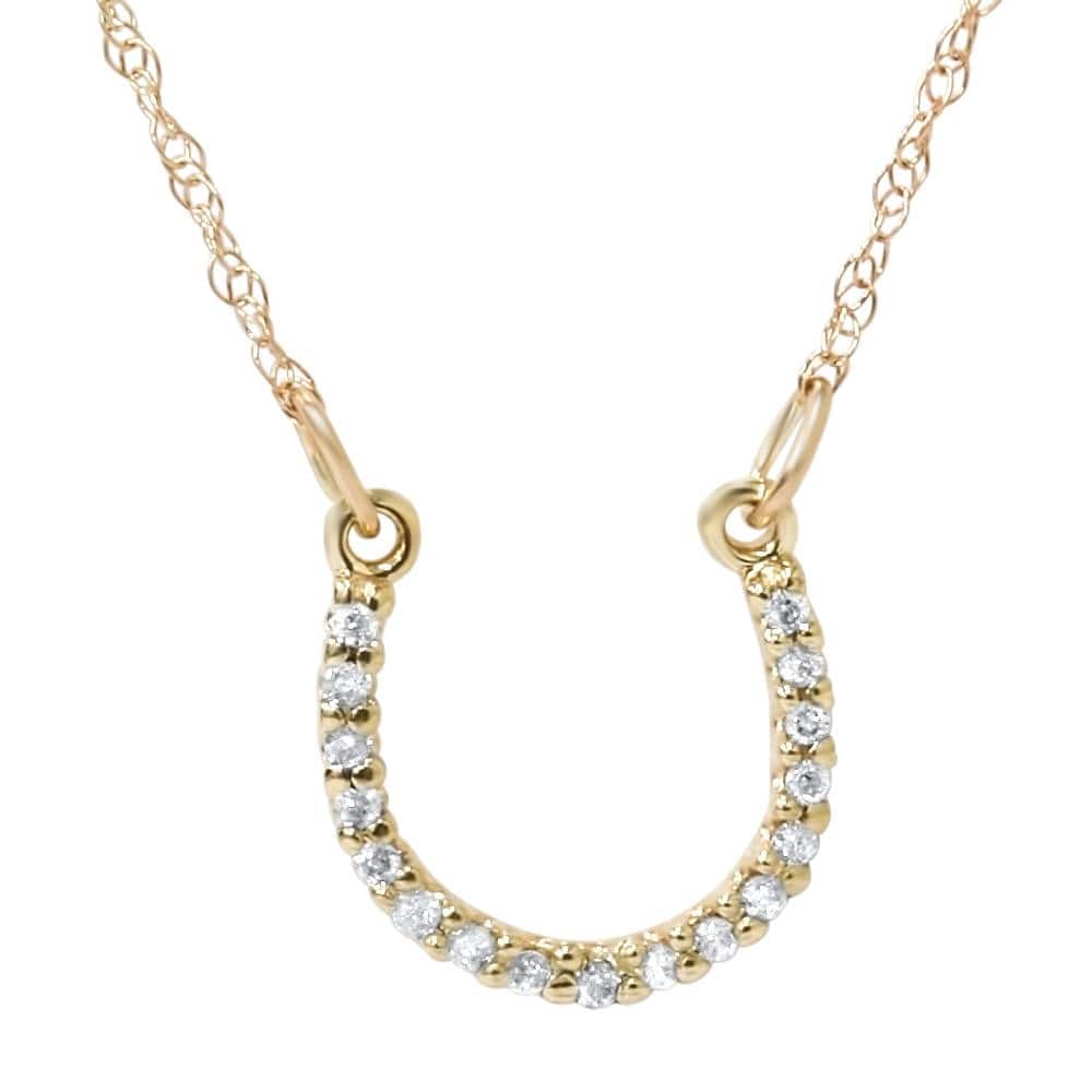 1/10ct Petite Yellow Gold Diamond Horseshoe Pendant