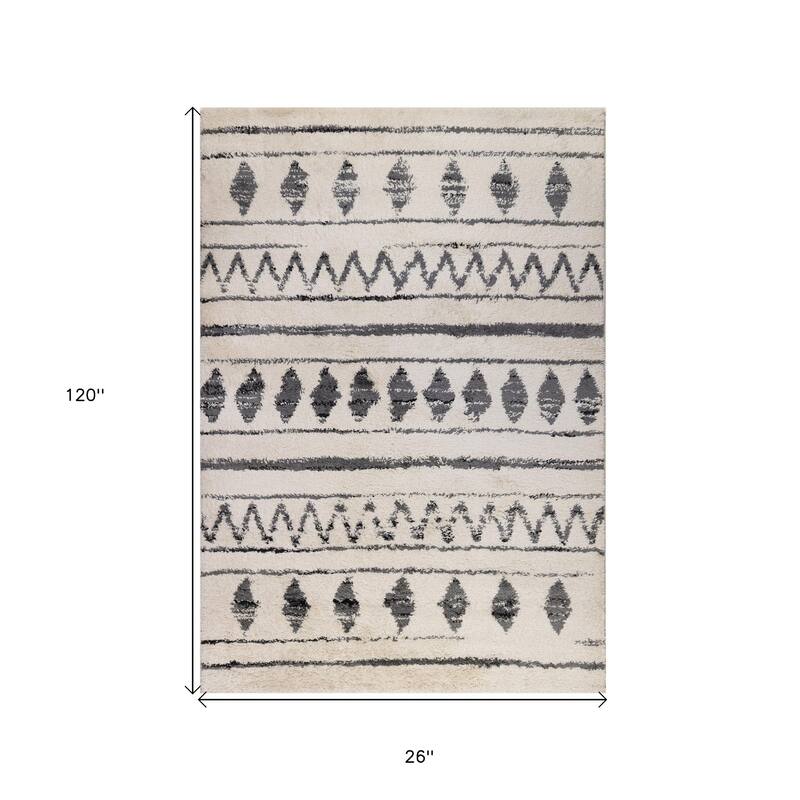 Qavod Geometric Stain Resistant Soft Area Rug By HomeRoots - 10' Runner