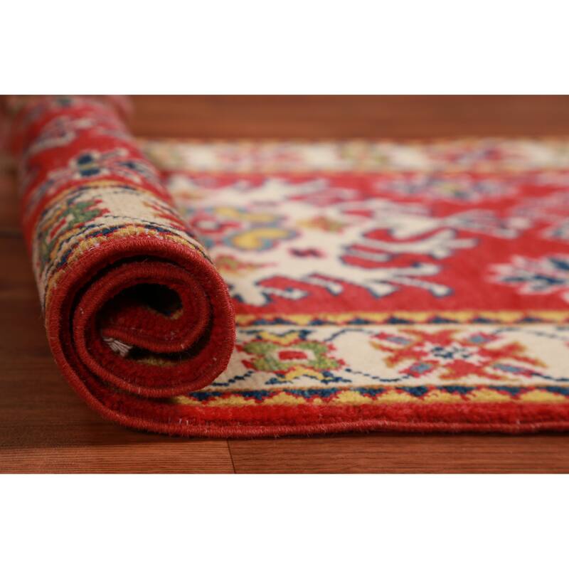Traditional Kazak Oriental Rug Handmade Foyer Wool Carpet - 2'0"x 3'0" - 2'0"x 3'0" - Red