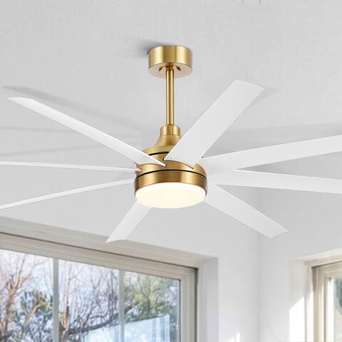 65 Inch Gold Ceiling Fan with Light Remote(8-Blade)