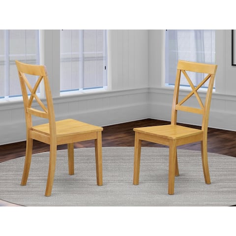 Boston X- back Chair for dining room with Wood Seat (Set of 2)