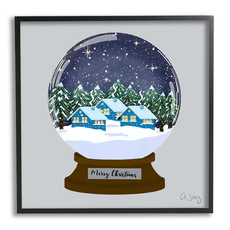Stupell Merry Christmas Winter Snow Globe Framed Giclee Art by Ale Saiz