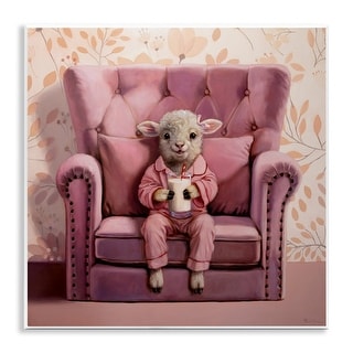 Stupell Baby Cow in Pink Chair Wall Plaque Art Design By Lucia Heffernan