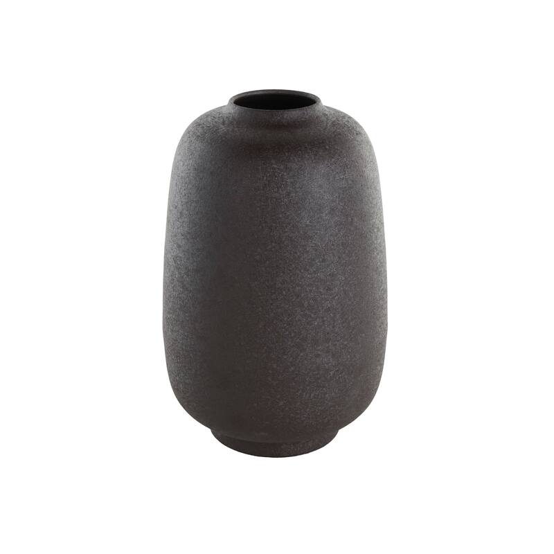 Black Metal Textured Rounded Decorative Vase