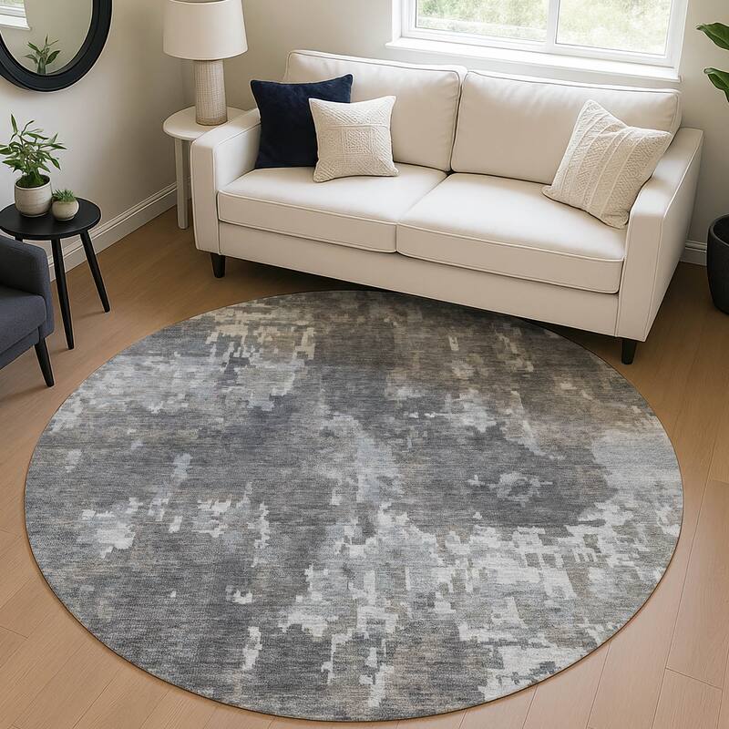Machine Washable Indoor/ Outdoor Ombre Abstract Chantille Rug