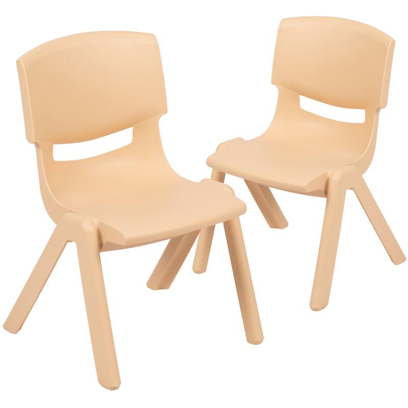 2 Pack Plastic Stackable Preschool Chair with 10.5" Seat Height - 14"D x 12.5"W x 20"H