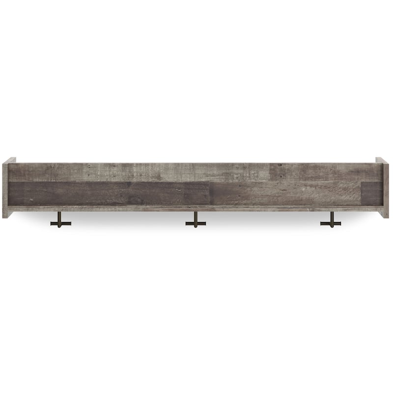 Elis Wall Mounted Coat Rack with 3 Hooks and Shelf, Butcher Block Gray