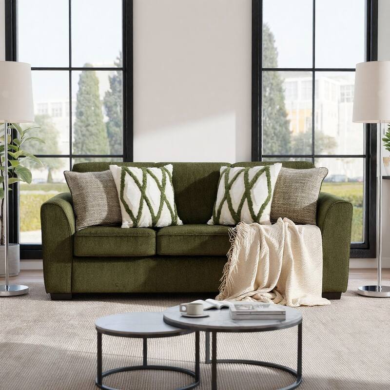 Roundhill Furniture Marvella 3-Piece Living Room Set, Sofa, Loveseat, and Chair with Mosswood Chenille Upholstery