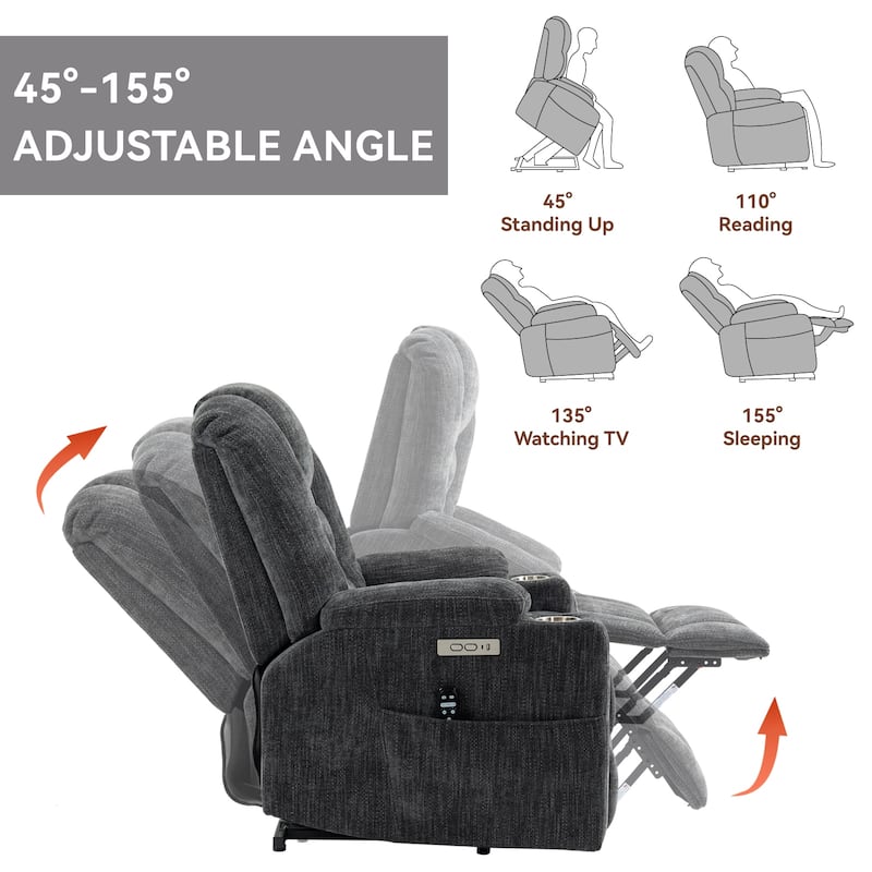 Large Power Lift Recliner Chair with Massage and Heat