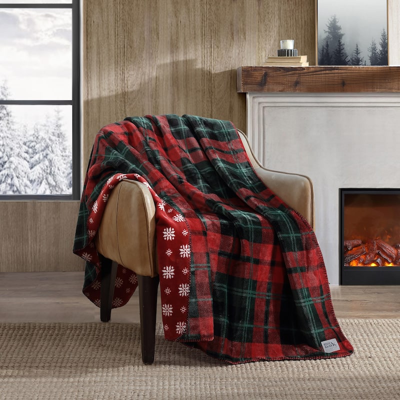 Eddie Bauer Printed Reversible Ultra Soft Plush Throw Blanket