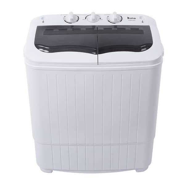 slide 3 of 7, ZOKOP 14.3lbs Mini Semi-automatic Washing Machine Compact Washer Grey
