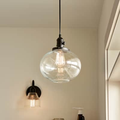 Kichler Lighting Avery 9.75 in. 1-Light Black Globe Mini Pendant Light