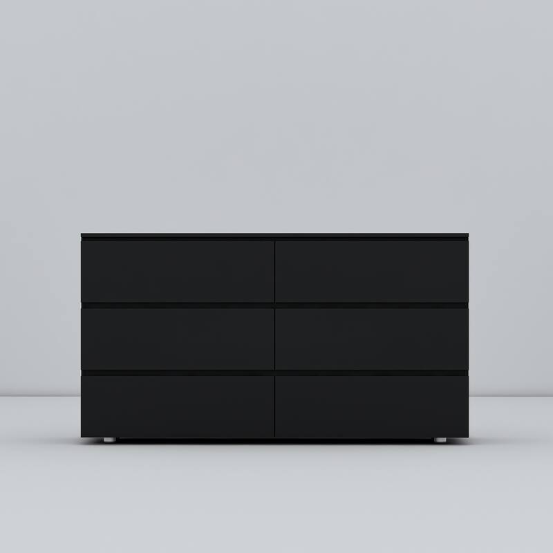 Black 6-Drawer Dresser for Bedroom, Modern Wide Chest of Drawers with Anti-Tip Safety, Large Storage Organizer Cabinet