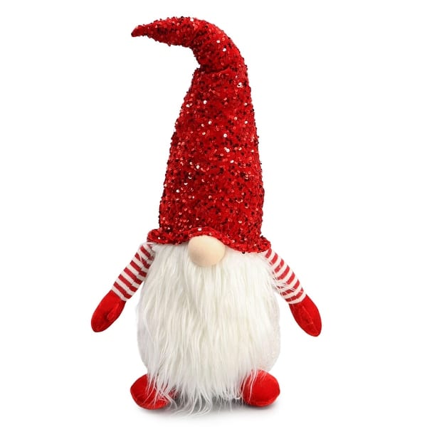 Gnome with Red Glitter Hat Fabric Christmas Decoration - N/A - Bed Bath ...