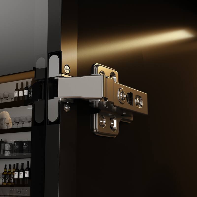 Black Glass Door Combo Wardrobe with Multi-Color Light Strips